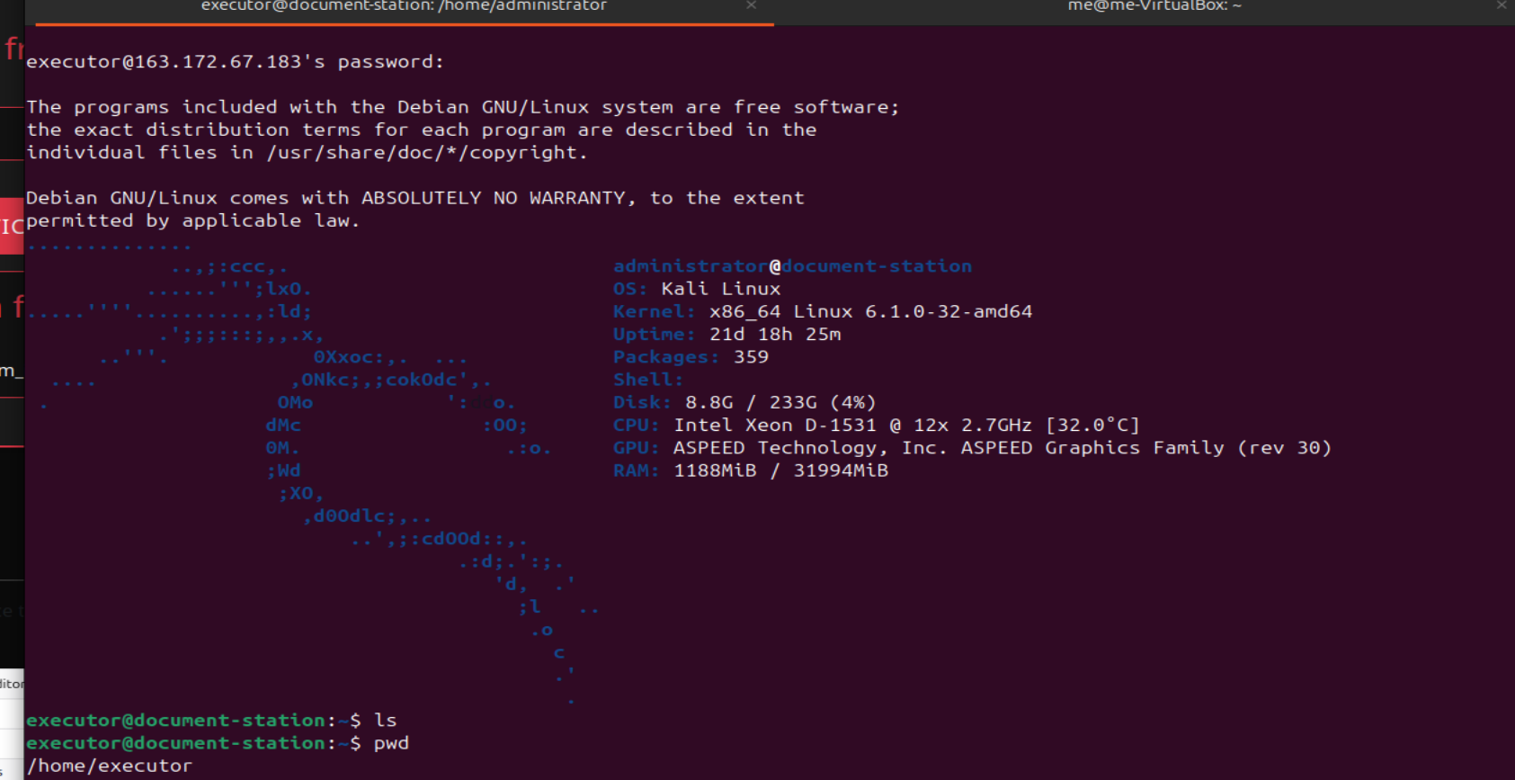 Logged in as executor