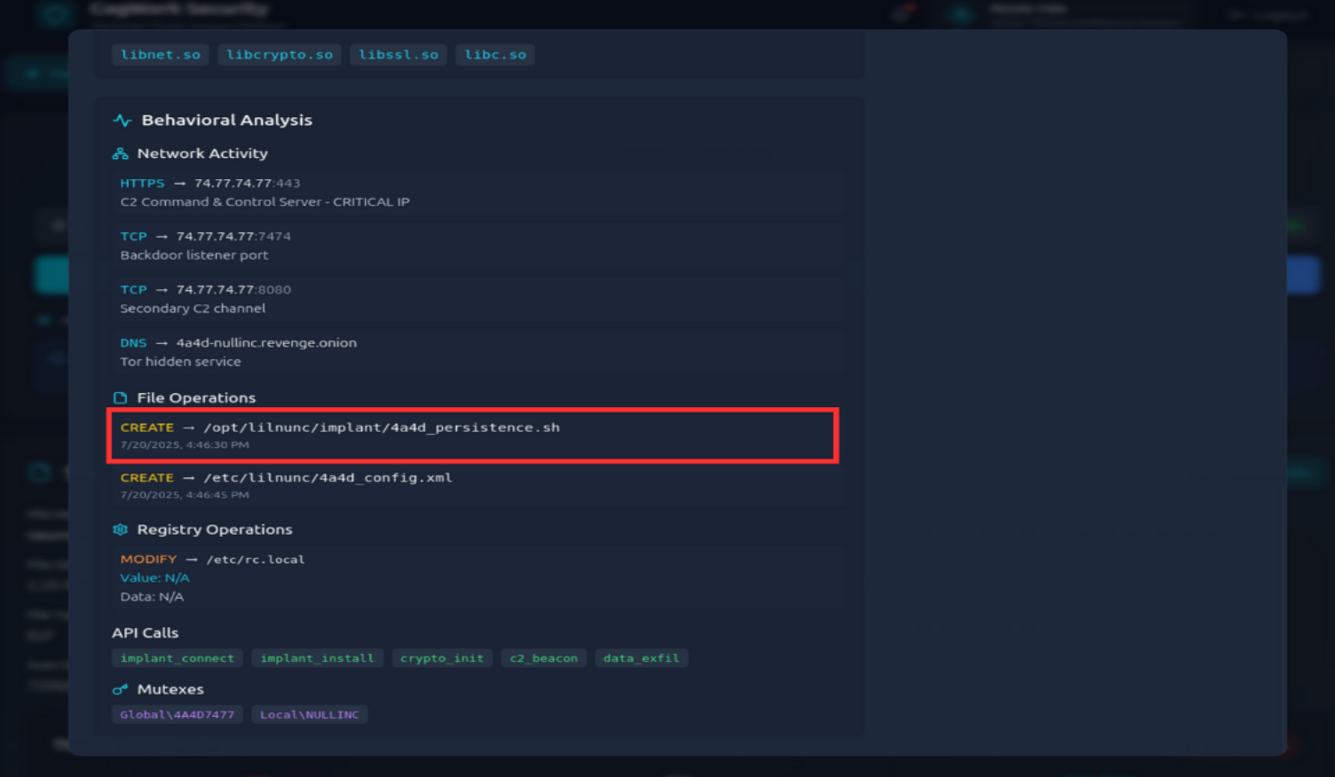 CTI hash inspection : persistence