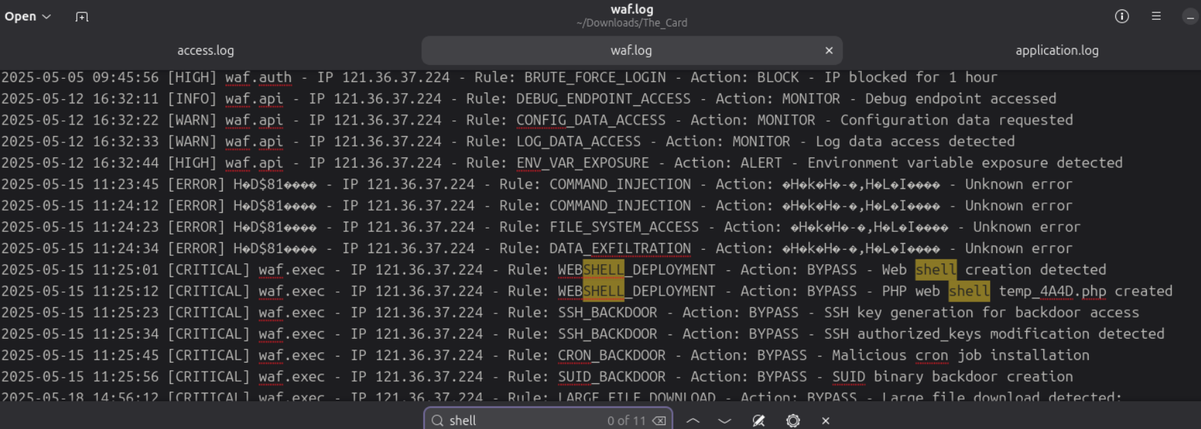 waf.log : WEBSHELL_DEPLOYMENT rule